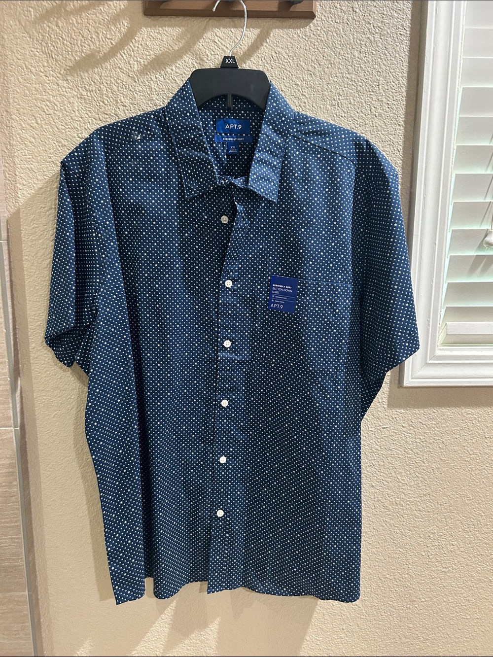 Apt. 9 Navy Short-Sleeve Dot Button-Down Shirt